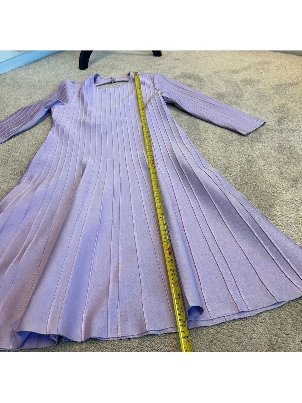 St. John Ottoman ribbed open back knit fit & flare midi dress lilac purple NWT - Picture 15 of 16